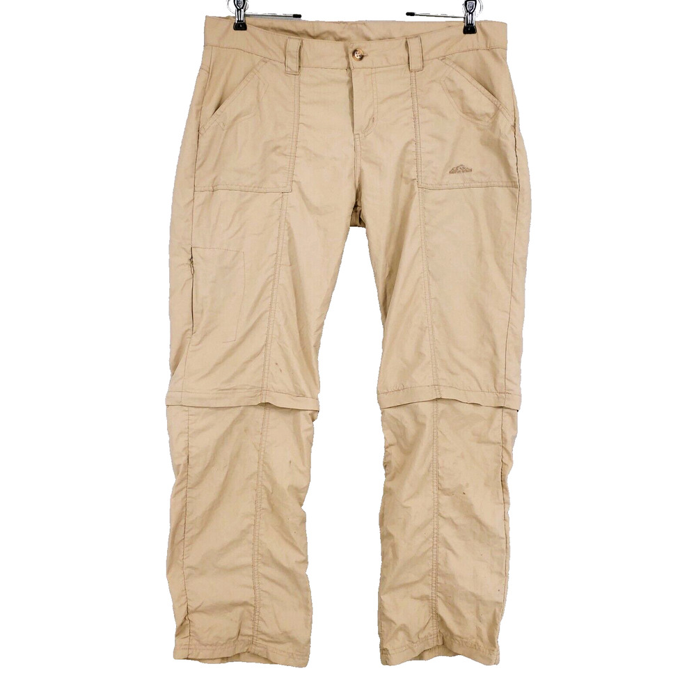 American Outback Womens Tan Nylon Hiking Outdoor Convertible Quick Dry Pants Lg